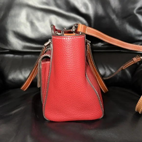 🔥🔥🔥Dooney & Bourke Red Leather Small Shopped Bag Satchel Crossbody Bag - Picture 3 of 14